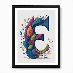 Colorful Letter E Illustration 91 Art Print