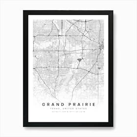 Grand Prairie Texas USA White Map Art Print