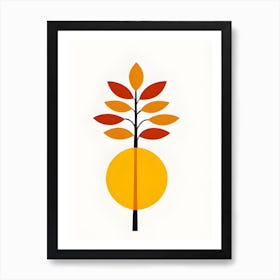 'Sunrise' Tree With Leaves Abstract Art Print