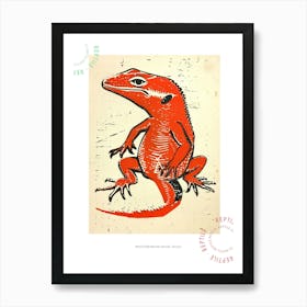 Red Mediterranean House Gecko Bold Block 4 Poster Art Print