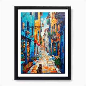 Painting Of Venice With A Cat In The Style Of Post Modernism 3 Art Print