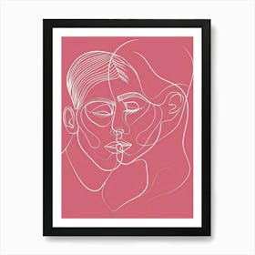 Abstract Portrait Series Pink And White 4 Art Print