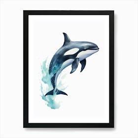 Blue Watercolour Painting Style Of Orca Whale  5 Art Print