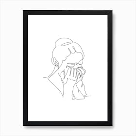 Gentle Tears, Line Art, Home Decor, Wall Print Art Print