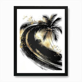 Black And Gold Palm Tree Canvas Print Art Print