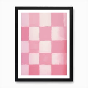 Pink And White Checker Board 0 Art Print