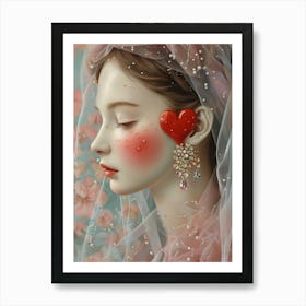 Girl with a heart Art Print