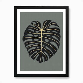 Black and gold leaves 5 Art Print