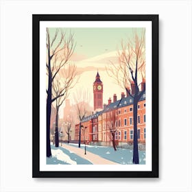 Vintage Winter Travel Illustration London United Kingdom 4 Art Print