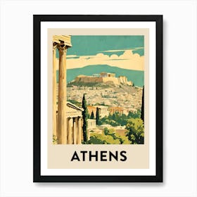 Athens Retro Travel Poster 1 Art Print