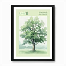 Beech Tree Atmospheric Watercolour Painting 2 Poster Art Print
