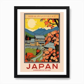 Shirakawa Go Village, Visit Japan Vintage Travel Art 1 Poster Affiche