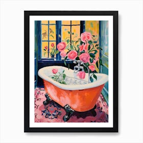 A Bathtube Full Of Rose In A Bathroom 2 Art Print