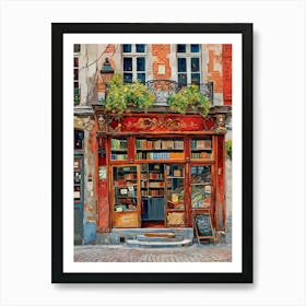 Brussels Book Nook Bookshop 2 Art Print