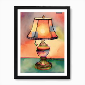 Lamp On A Table Art Print