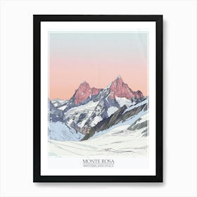 Monte Rosa Switzerland Italy Color Line Drawing 5 Poster Art Print