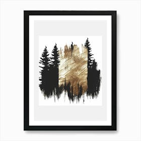 Black And Gold Forest Art Print