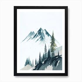 Mountain And Forest In Minimalist Watercolor Vertical Composition 341 Art Print