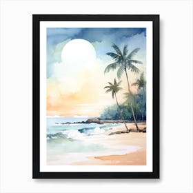 Watercolour Of Punaluu Beach   Hawaii Usa 0 Art Print