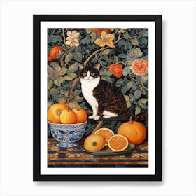 Bouvardia With A Cat 1 William Morris Style Art Print