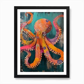 Kitsch Colourful Octopus 2 Art Print