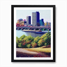 Little Rock, City Us  Pointillism Art Print