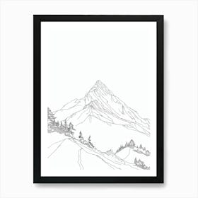 Mount Washington Usa Line Drawing 6 Art Print