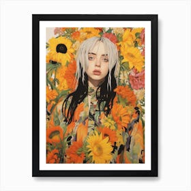 Billie Eilish Floral Collage 1 Art Print