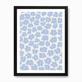 Daisies Pattern 1 Blue Art Print