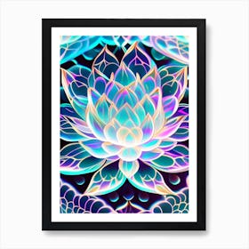 Lotus Flower Repeat Pattern Holographic 2 Art Print