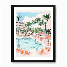 The Fontainebleau Miami Beach   Miami Beach, Florida   Resort Storybook Illustration 1 Art Print