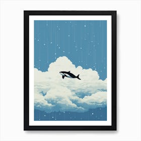 Orca Whale Floating In The Sky Abstract Art Print