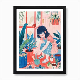 Girl Gardening Lo Fi Kawaii Illustration 3 Poster