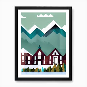 Nordic Norwegian Row Houses Winter Art Print