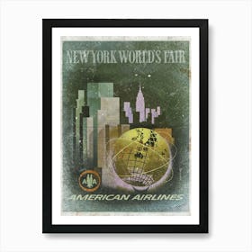 Vintage Travel Poster ― New York World S Fair American Airlines Art Print