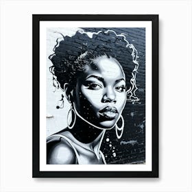 Graffiti Mural Of Beautiful Black Woman 215 Art Print