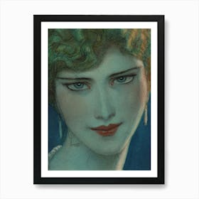 Face Of Blonde Girl With Earrings (1923 April) By Wladyslaw Theodore Benda Art Print