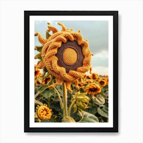 Sunflower Knitted In Crochet 3 Art Print