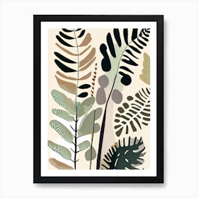 Marsh Fern Wildflower Modern Muted Colours 1 Art Print