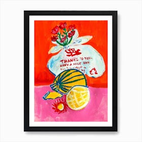 Flowers And Fruit Of A Modern Still Life Art Print