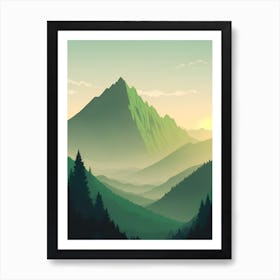 Misty Mountains Vertical Composition In Green Tone 185 Art Print