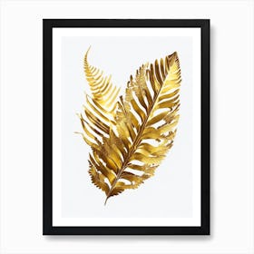 Golden Leather Fern Watercolour Art Print