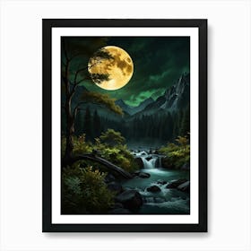 Full Moon In The Forest 1 Art Print