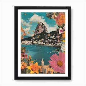 Rio De Janeiro   Floral Retro Collage Style 1 Art Print