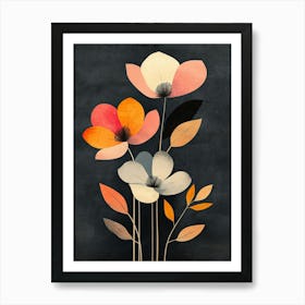 Flowers On A Black Background Art Print