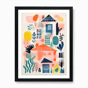 A House In Australia, Abstract Risograph Style 1 Art Print