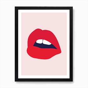 Red Lips Salmon Back Art Print