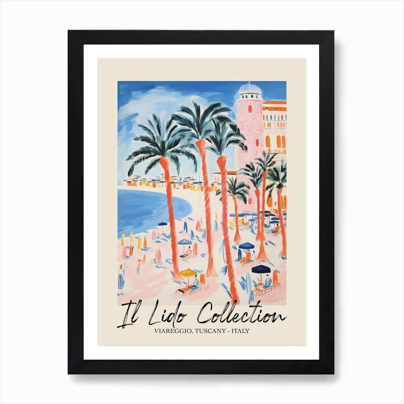 Viareggio, Tuscany Italy Il Lido Framed Wall Art Poster Canvas Print Picture - Picture 2 of 4