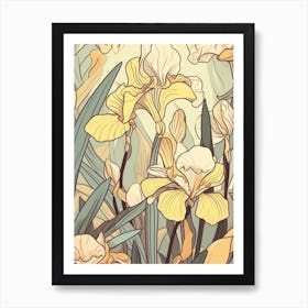 Yellow Iris Flowers Art Print