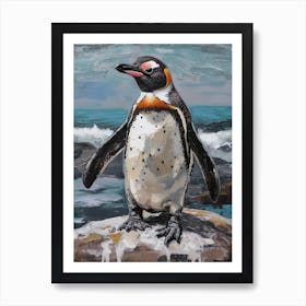 Galapagos Penguin Livingston Island Colour Block Painting 6 Art Print